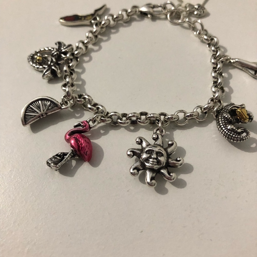 NWT Brighton Florida State Sun & Tropical Charm Bracelet With Pink Flamingo - Picture 2 of 7